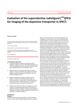 Evaluation of the Superselective Radioligand [ I]PE2I for Imaging of the Dopamine Transporter in SPECT