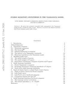 STABLE HOMOTOPY HYPOTHESIS in the TAMSAMANI MODEL 3 Types Have a Categorical Incarnation, in the Form of Symmetric Monoidal Higher Categories