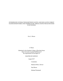 Interspecific Interactions Between Native and Non-Native Forest Floor Detritivores and Temperature: Implications for Ecosystem Functioning