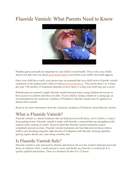 Fluoride Varnish: What Parents Need to Know