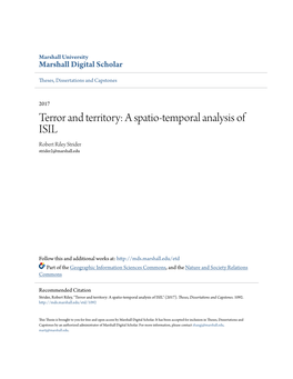 A Spatio-Temporal Analysis of ISIL Robert Riley Strider Strider2@Marshall.Edu