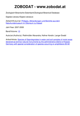 Species of Saprolegniales in Water and Soil Samples of Moist Areas