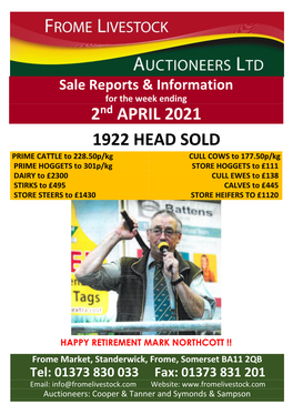 2Nd APRIL 2021 1922 HEAD SOLD