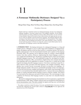 A Formosan Multimedia Dictionary Designed Via a Participatory Process