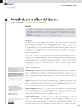 Polyarthritis and Its Differential Diagnosis Nilüfer Alpay-Kanıtez1 , Selda Çelik2 , Cemal Bes2 Abstract