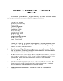 Southern California Foothills Consortium Guidelines