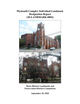 Plymouth Complex Individual Landmark Designation Report (20-LANDMARK-0002)