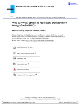 Who Survived? Ethiopia's Regulatory Crackdown on Ngos