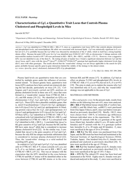 Characterization of Cq3, a Quantitative Trait Locus That Controls Plasma Cholesterol and Phospholipid Levels in Mice