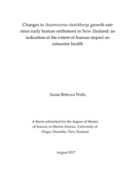 Changes to Austrovenus Stutchburyi Growth Rate Since Early Human Settlement in New Zealand: an Indication of the Extent of Human Impact on Estuarine Health