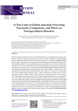 A Close Look at Echium Amoenum Processing, Neuroactive Components, and Effects on Neuropsychiatric Disorders