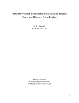 Planetary Mission Preplanning with Heading-Specific Slope and Distance from Shadow