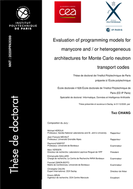 Evaluation of Programming Models for Manycore and / Or Heterogeneous Architectures for Monte Carlo Neutron