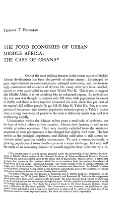 The Food Economies of Urban Middle Africa: the Case of Ghana*