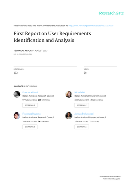 First Report on User Requirements Identification and Analysis
