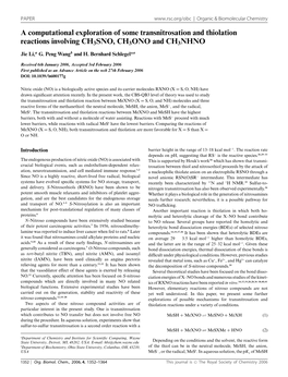 A Computational Exploration of Some Transnitrosation and Thiolation Reactions Involving CH3SNO, CH3ONO and CH3NHNO