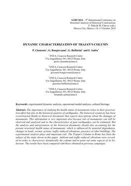 Dynamic Characterization of Trajan's Column