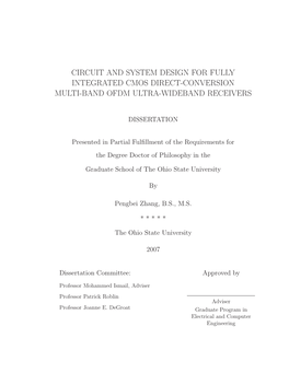 Circuit and System Design for Fully Integrated Cmos Direct-Conversion Multi-Band Ofdm Ultra-Wideband Receivers