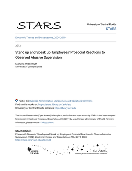 Employees' Prosocial Reactions to Observed Abusive Supervision