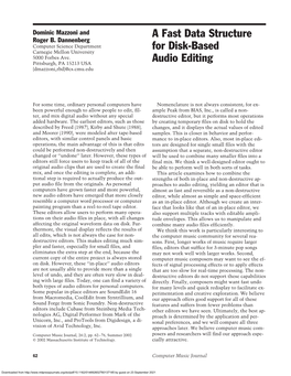 A Fast Data Structure for Disk-Based Audio Editing