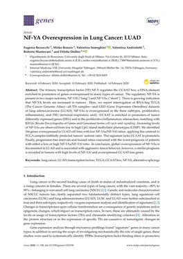 NF-YA Overexpression in Lung Cancer: LUAD