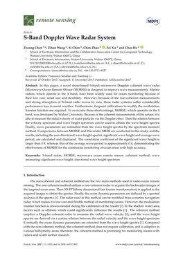 S-Band Doppler Wave Radar System