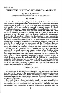 PREHISTORIC PA SITES of METROPOLITAN AUCKLAND by Bruce W. Hayward SUMMARY One Hundred and Ninety-Eight Prehistoric Pa (=Forts) A