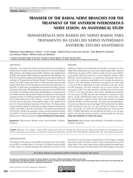 Transfer of the Radial Nerve Branches for the Treatment of the Anterior Interosseous Nerve Lesion