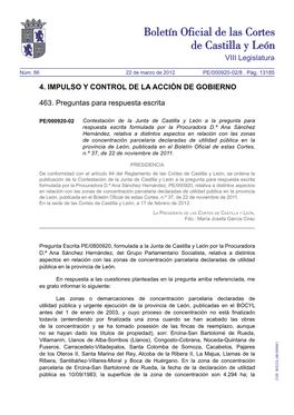 VIII Legislatura 4. IMPULSO Y CONTROL DE LA ACCIÓN DE