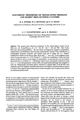 Electronic Properties of Monocapped Prismane and Basket Iron-Sulphur