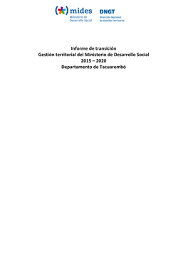 Informe De Transición. Departamento De Tacuarembó