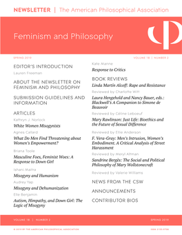 APA Newsletter on Feminism and Philosophy, Vol. 18, No. 2 (Spring