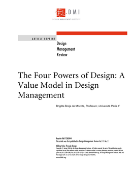 The Four Powers of Design: a Value Model in Design Management