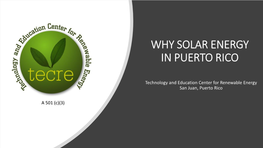 Why Solar Energy in Puerto Rico?