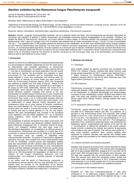 Alachlor Oxidation by the Filamentous Fungus Paecilomyces Marquandii