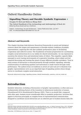 Signalling Theory and Durable Symbolic Expression