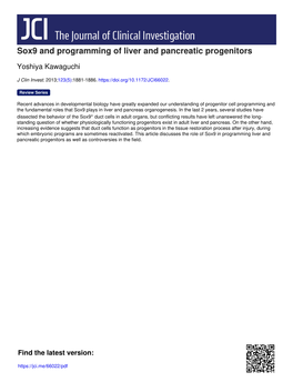 Sox9 and Programming of Liver and Pancreatic Progenitors