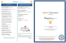 Passover Menu 2020 8 Oz Each Carrot & Sweet Potato Tzimmes April 8Th - April 16Th W