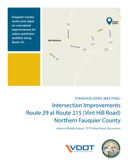 Intersection Improvements Route 29 at Route 215 (Vint Hill Road) Northern Fauquier County