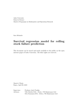 Survival Regression Model for Rolling Stock Failure Prediction