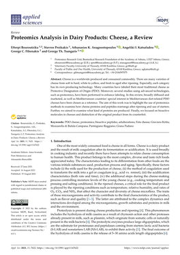 Proteomics Analysis in Dairy Products: Cheese, a Review