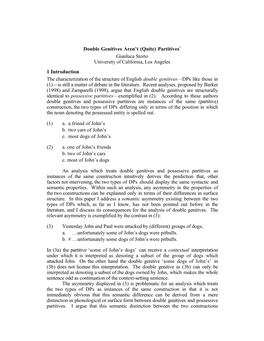 Double Genitives Aren't (Quite) Partitives