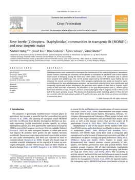 Rove Beetle (Coleoptera: Staphylinidae) Communities in Transgenic Bt (MON810) and Near Isogenic Maize