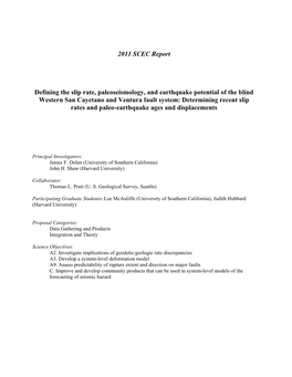 Characterization of Western San Cayetano Fault