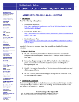 Assignments for April 11, 2012 Meeting