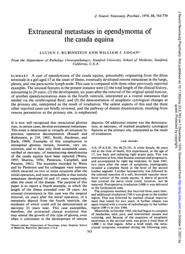 Extraneural Metastases in Ependymoma of the Cauda Equina