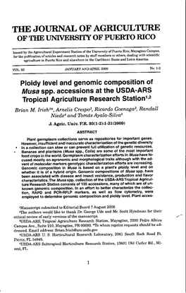 Ploidy Level and Genomic Composition of Musa Spp. Accessions at the USDA-ARS Tropical Agriculture Research Station1'2 Brian M