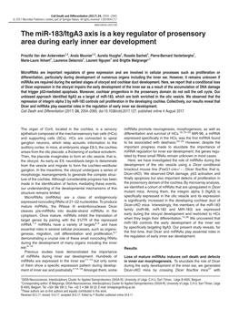 Itga3 Axis Is a Key Regulator of Prosensory Area During Early Inner Ear Development