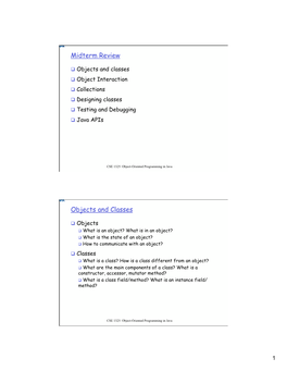 Midterm Review Objects and Classes