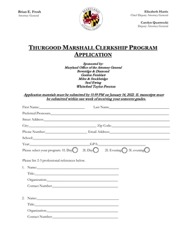 Thurgood Marshall Clerkship Program Application